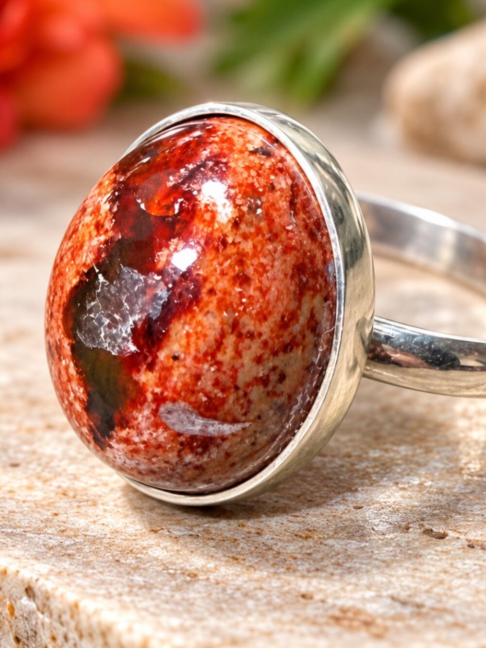 Mexican Fire Opal Sterling Silver Ring – Size 7